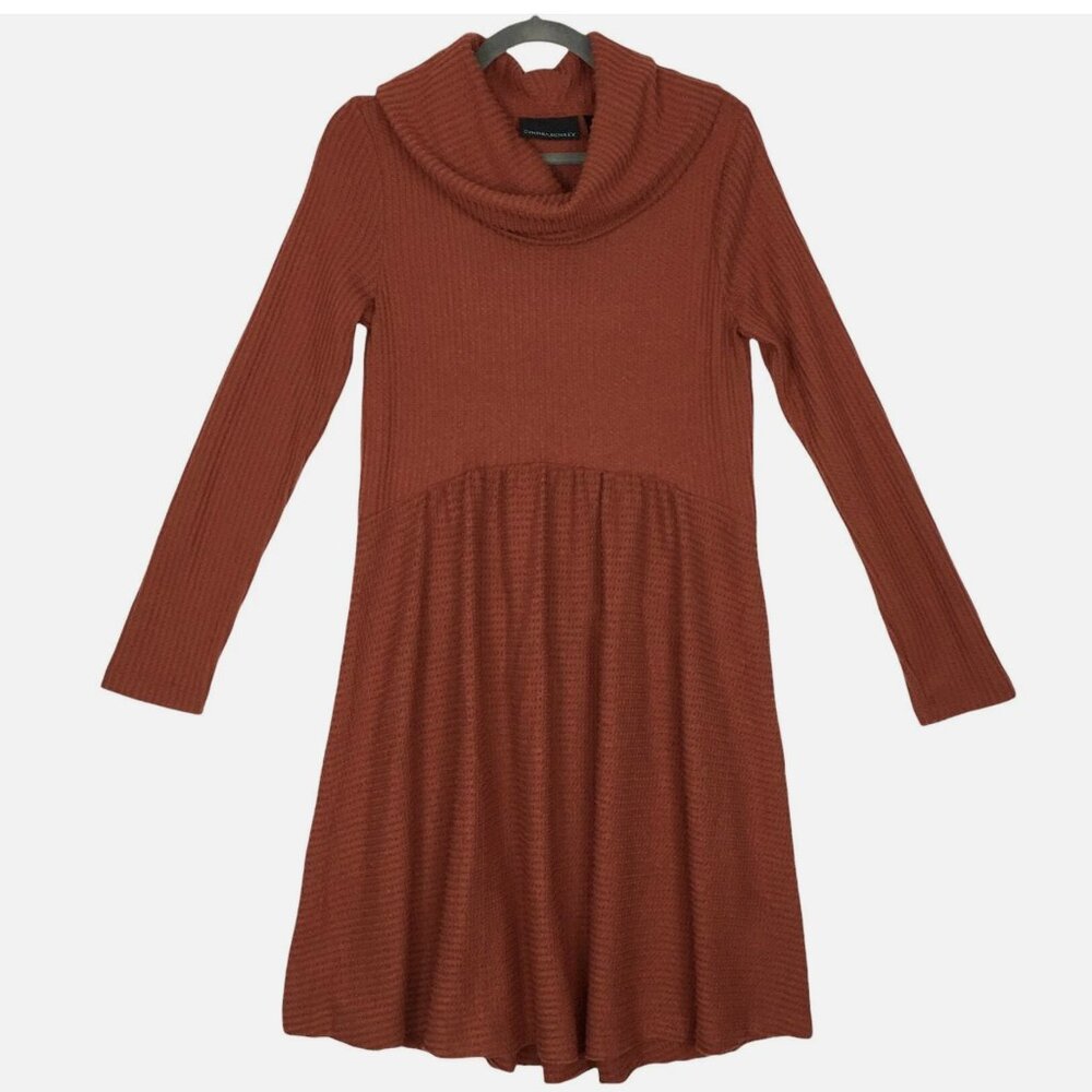Cynthia Rowley Rust Cowl Neck Long Sleeves Sweater Dress Size Medium